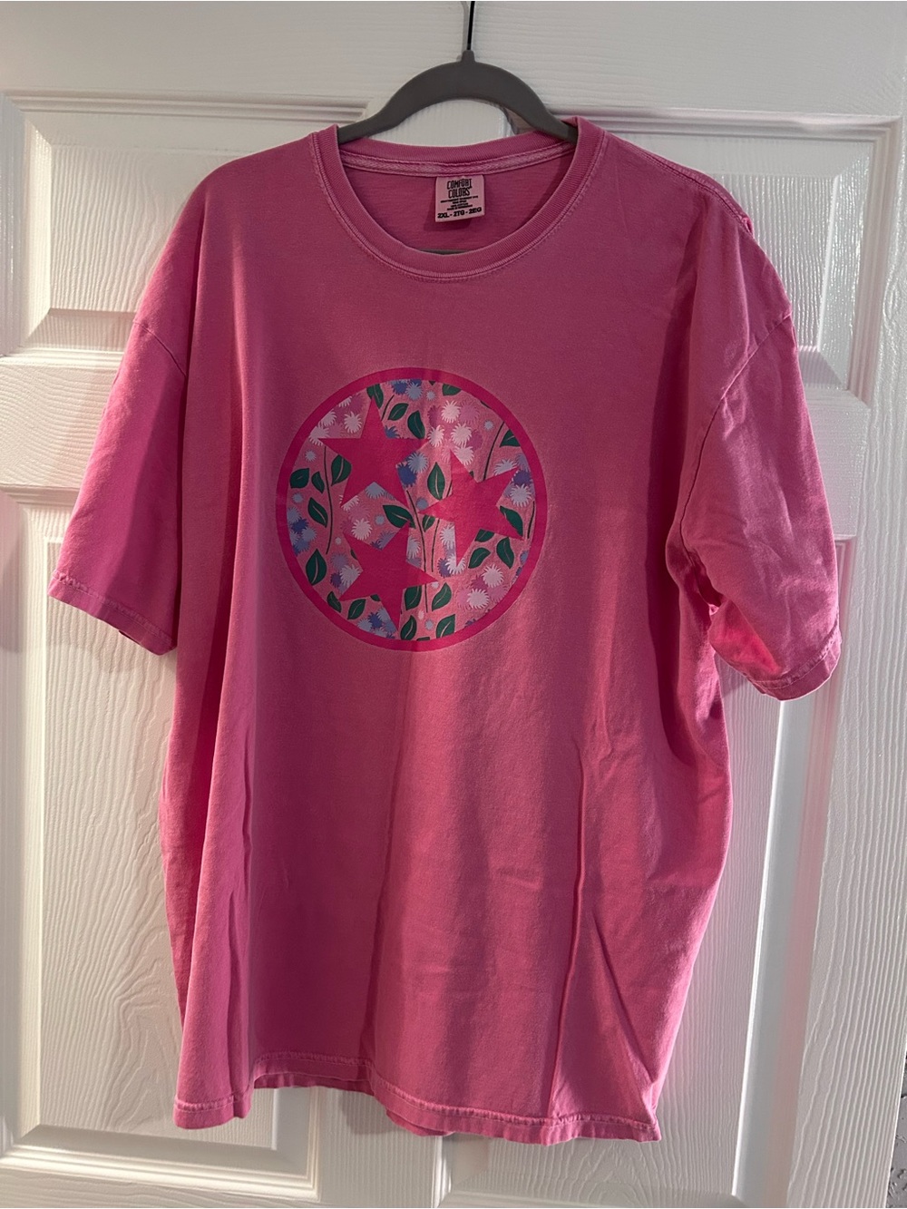 Comfort Colors Pink Short Sleeve Tee with Floral TN Star Logo